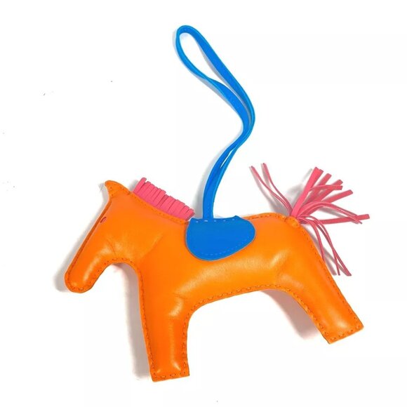 HERMES Bag Charm Rodeo GM Key Holder charm Anyo Miro blue/Orange x pink - Picture 1 of 10